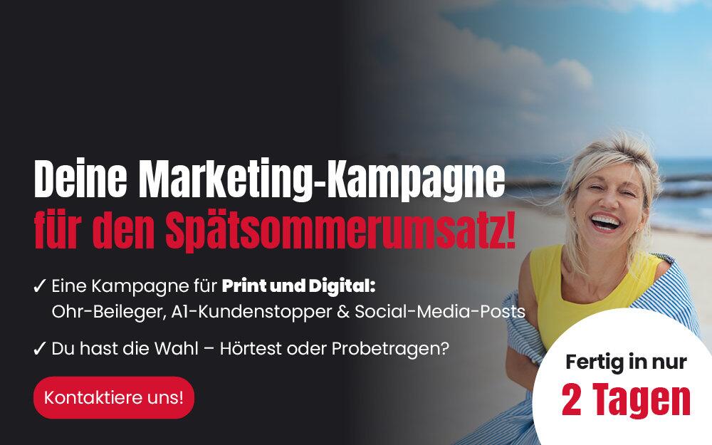 Deine Marketingkampagne für den Spätsommerumsatz! Fertig in nur 2 Tagen.