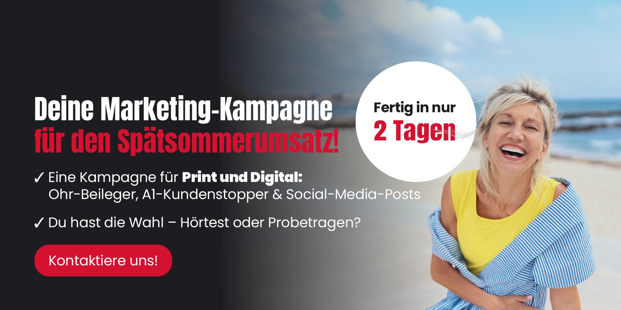 Deine Marketingkampagne für den Spätsommerumsatz! Fertig in nur 2 Tagen.
