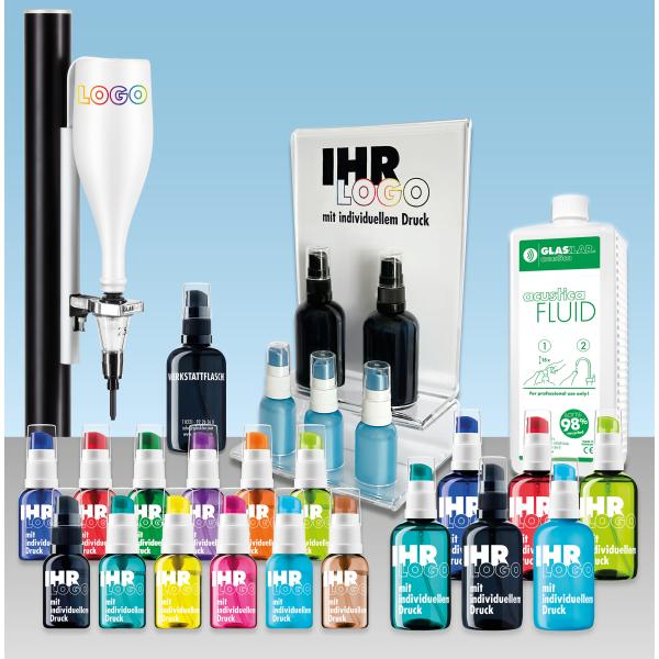 GLASKLAR Starter-Komplettpaket 30 ml plus 100 Flaschen à 100 ml
